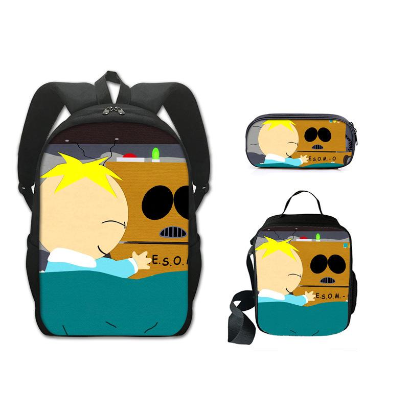 Classic Popular Novelty Funny south park 3D Print 3pcs/Set pupil School Bags Laptop Daypack Backpack Lunch bag Pencil Case