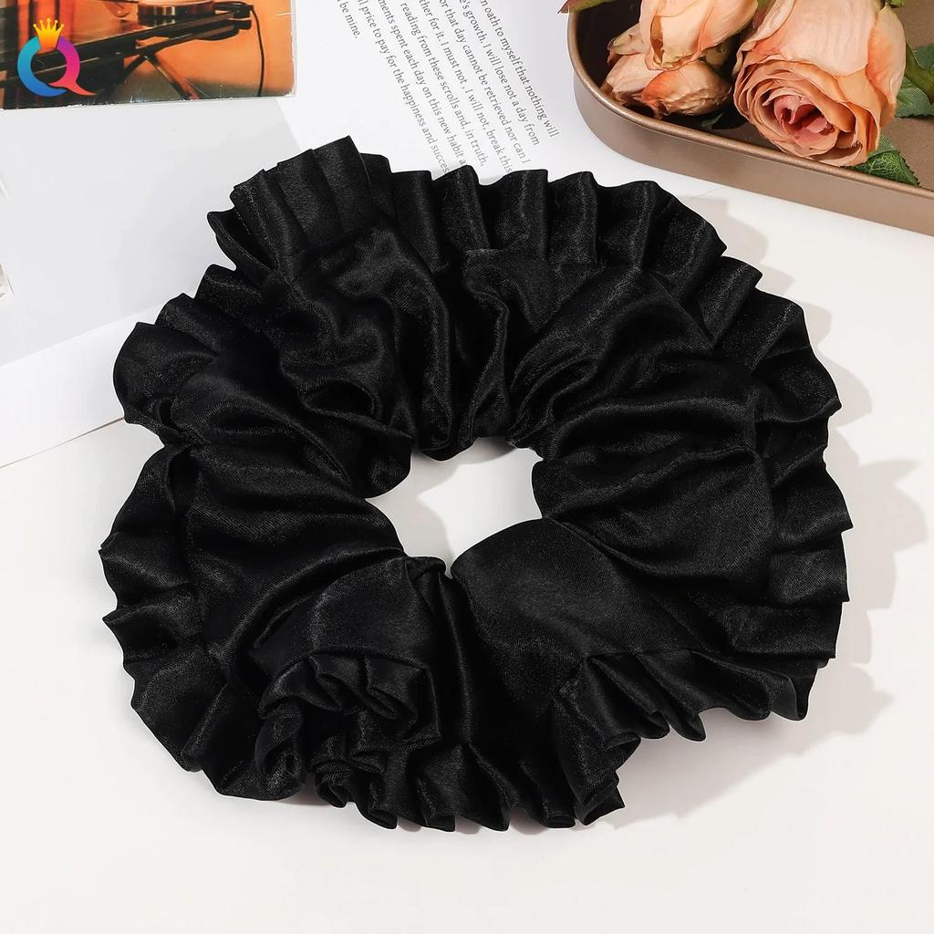 Ins Oversized Satin Scrunchies French Romantic Elastic Hair Bands Ponytail Holder Hair Rope Ties Women Girls Hair Accessories