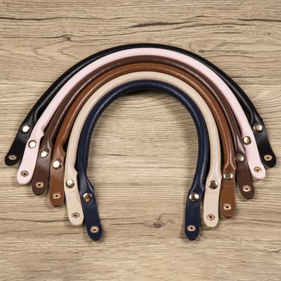 Purse Handles 1/2Pcs 40cm Length Handbag Handles Black PU Leather Purse Strap With Button For Handbag