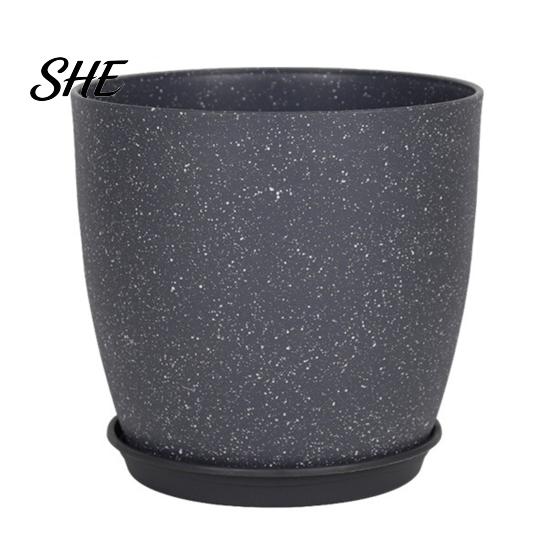 Durable Resin Planters for Garden Modern Plant Pot with Saucer, Gray Flower Functional Living Room Drainage Holes, Stone-Look Planter Indoor