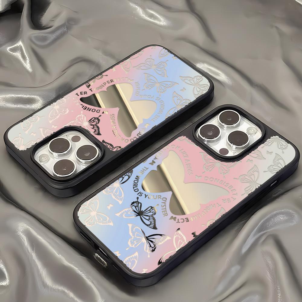 Mirror Phone Case for iPhone 15 11 13 14 for 15 16 Pro Max 12 13 16 Pro Cloud Flower and Animal Cute Style Phone Case