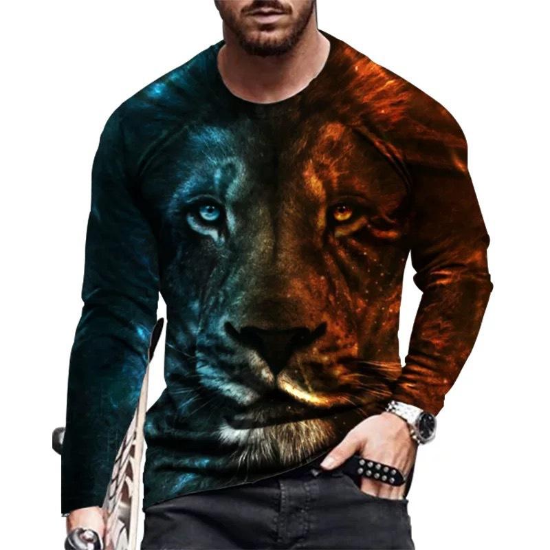 Men'S T-Shirt 3D Digital Printing Outer Wear With Long-Sleeved Casual Top