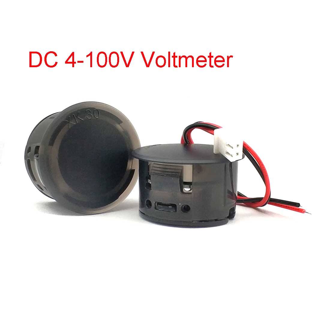 

Round DC 4-100V LED Digital Display Circular Two-wire Voltmeter DC Digital Voltmeter Head Display Reverse Connection Protection зелений
