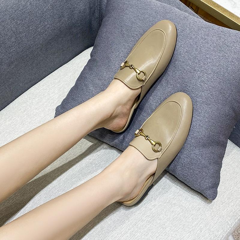 Wearing Slippers Outside Fashion Baotou Muller Shoes Casual Single Shoes Flat Heel Half Slippers Women 'S Shoes