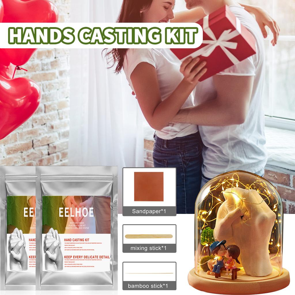 Hand Casting Kit Keepsake DIY Hand Mold Kit with Bucket Powder Sandpaper Stick Preserve Memories Sculpture for Couples Families
