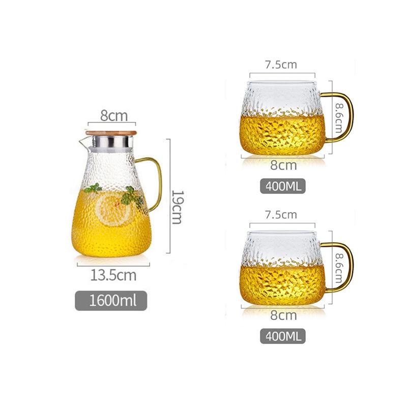 Water Jug Glass Water Pitcher Set Home Heat-Resistant Teapot Tea Cup Set Cold Kettle Water Jug With Handle for Boiling Drinkware