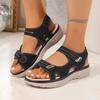 Large size casual sandals women's summer new sports style Velcro one-character comfortable fish mouth sandals
