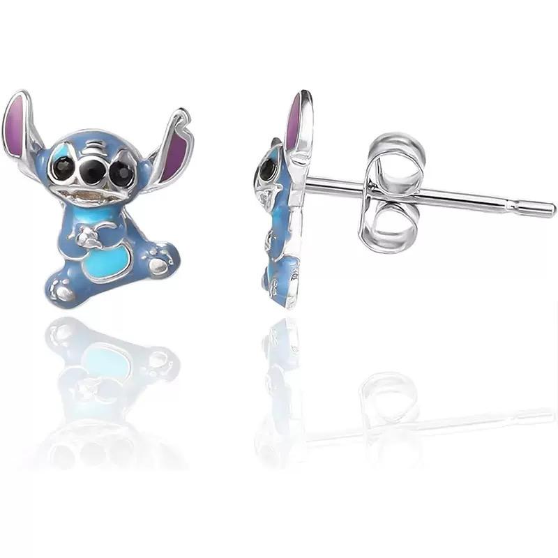 New 925 Silver Stitch Donald Duck Minnie Earrings With Zirconia Fashion High Quality Jewelry for Women Girls