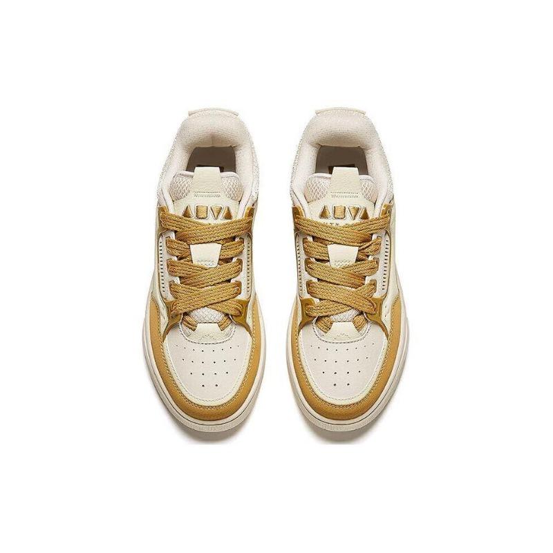 Anta Versatile Casual Lightweight Comfortable Non-Slip Shock Absorbing Wear-Resistant Low-Top Skate Shoes Women Sneakers Beige 122418040-5