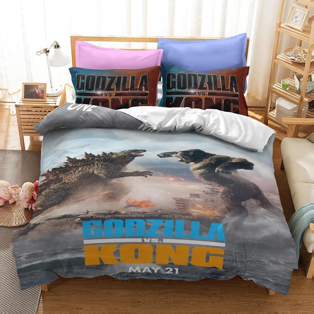 3D Printen Monsters G-Godzillas Beddengoed SetVS KingKongs Dekbedovertrek Set met Kussensloop 2/3 delig Dekbedovertrekken Twin Queen Enkel