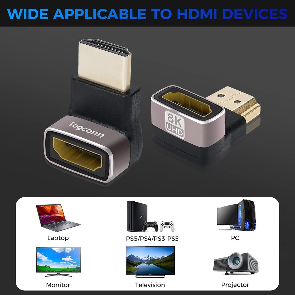 HDMI female 90 degree 270 degree signal converter high definition 8K adapter 2pcs