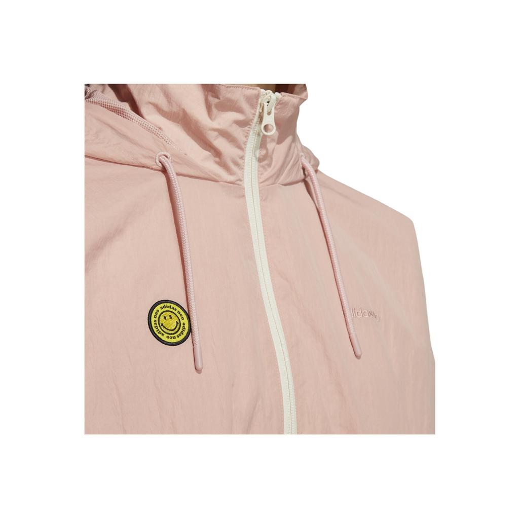 adidas Neo X Smiley Collaboration Short Sports Hoodie Jacket Women Tops Pink HE7954