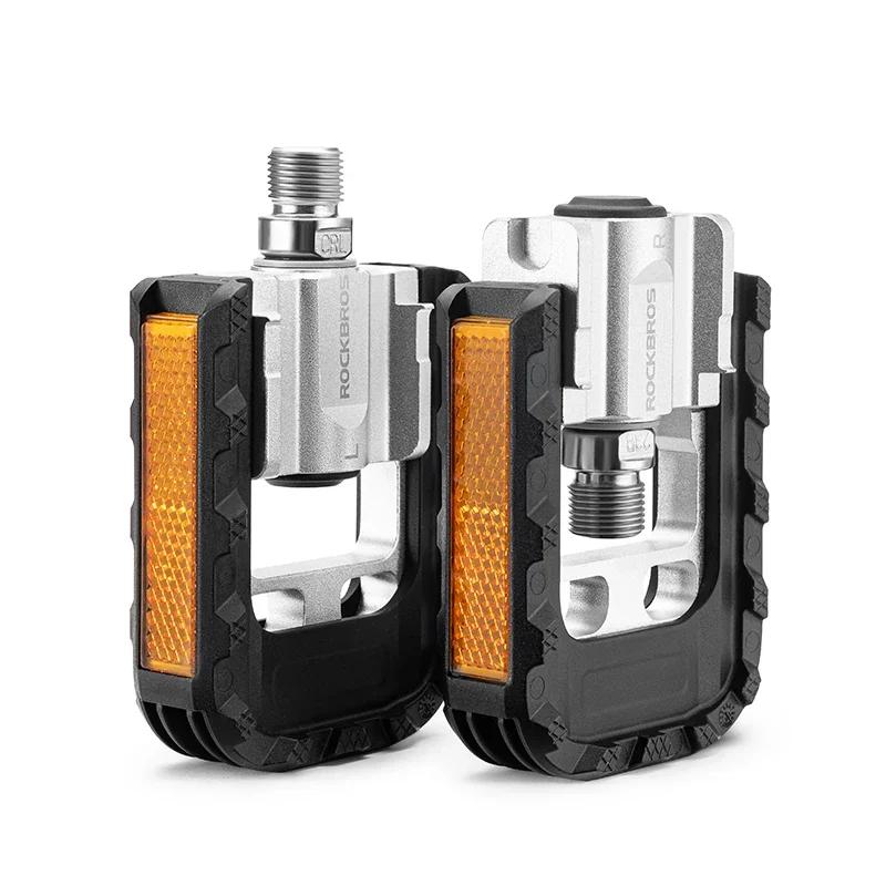 ROCKBROS Bicycle Pedals Foldable MTB Pedal Aluminum Anti-slip Foldable Pedals Cycling Self-lubricating Bearings Reflective Pedal K502F