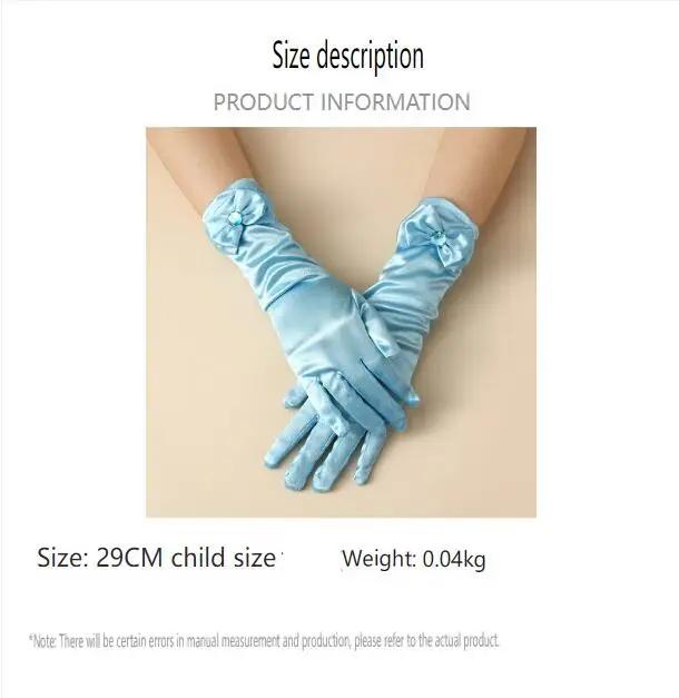 Overlapping bow ice and snow Elsa children's stage performance princess dress accessories satin gloves
