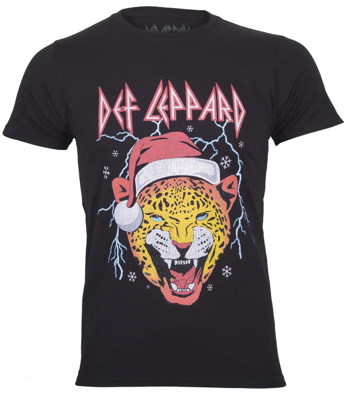 Official Def Leppard Holiday Leppard T Shirt Christmas Logo New Black S To 2XL S