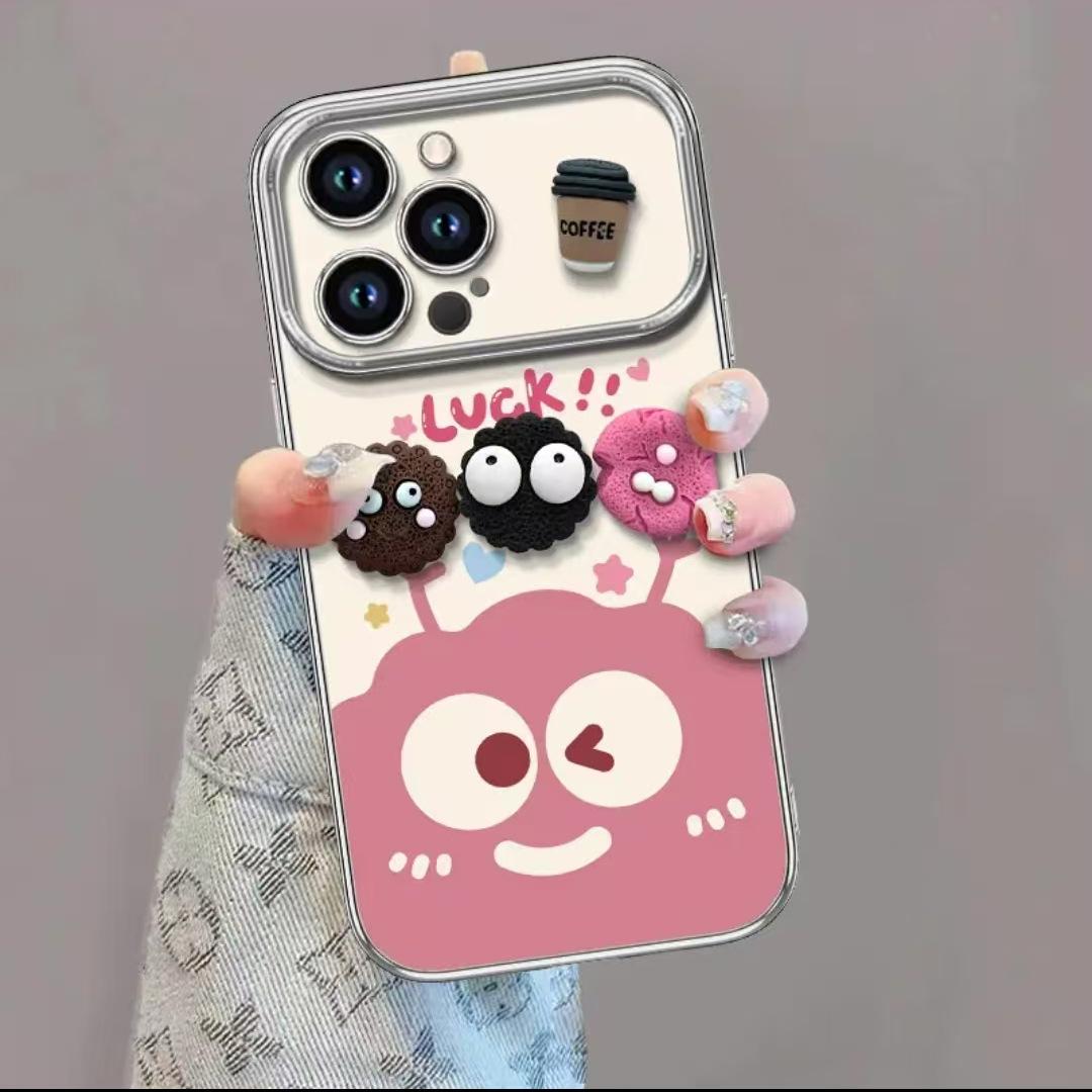 

Пара симпатичных угольных шариков Iphone16 Apple 15 Чехол для мобильного телефона Promax 14 Трехмерный 13 Гальванопокрытие 12 с кронштейном 11 iphone 13