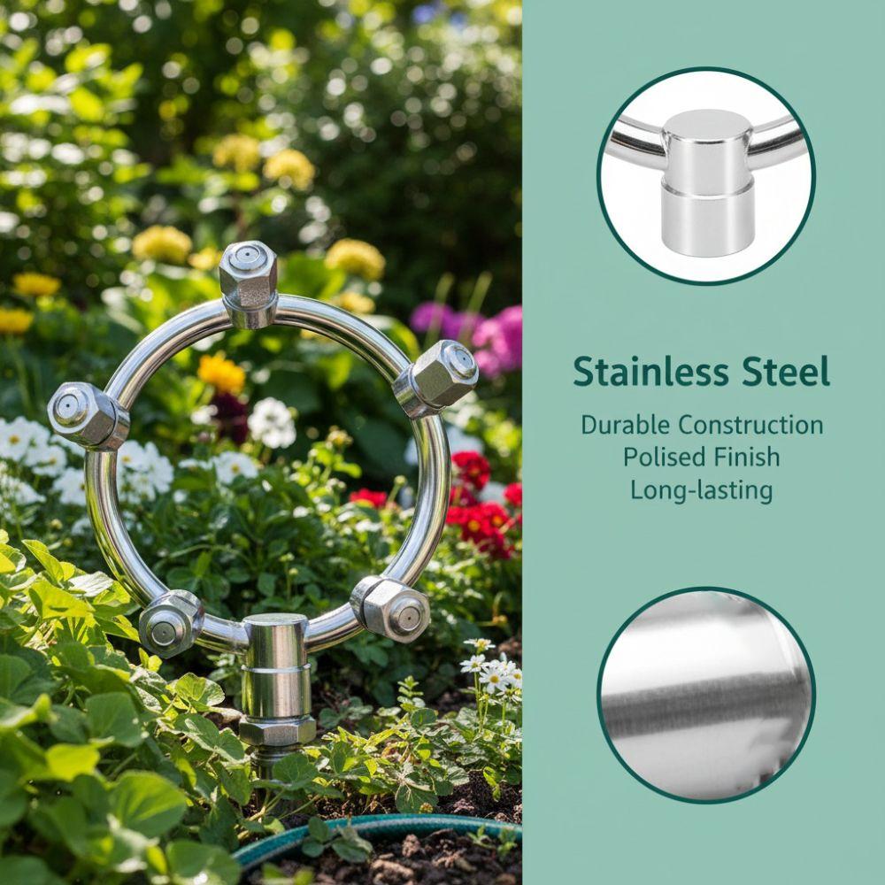 G1/4 Female Misting Nozzle Stainless Steel Round Sprinkler Nozzle Silver 5 Head Garden Sprinkler Nozzle Garden Irrigation
