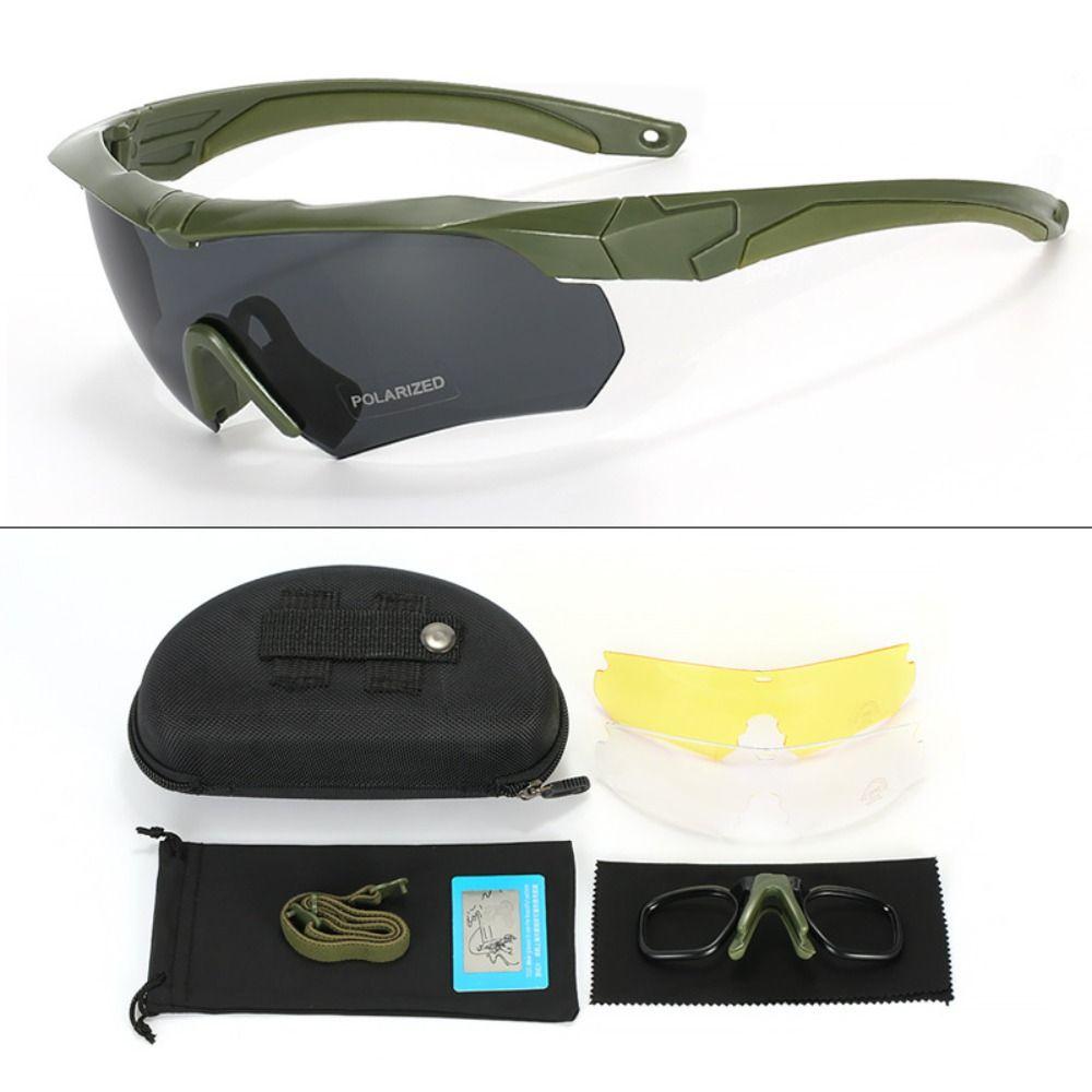 

Windproof Cycling Goggles HD 3 Lens Motorcycle Glasses PC Lens Polarized Glasses Fishing Hiking Green-Polarization