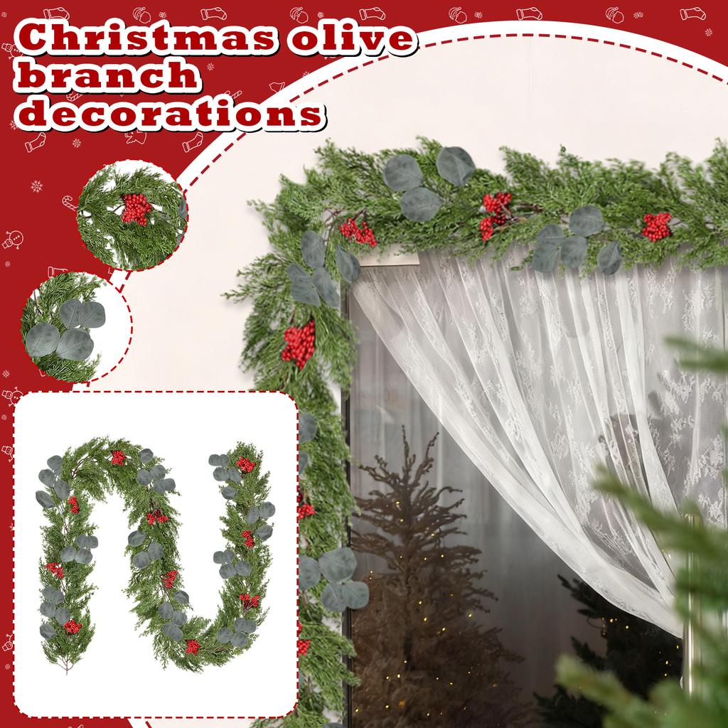 2MChristmas Simulation Needle Cane Decoration Fireplace Christmas Decorations Wreath Christmas Tree Hanging