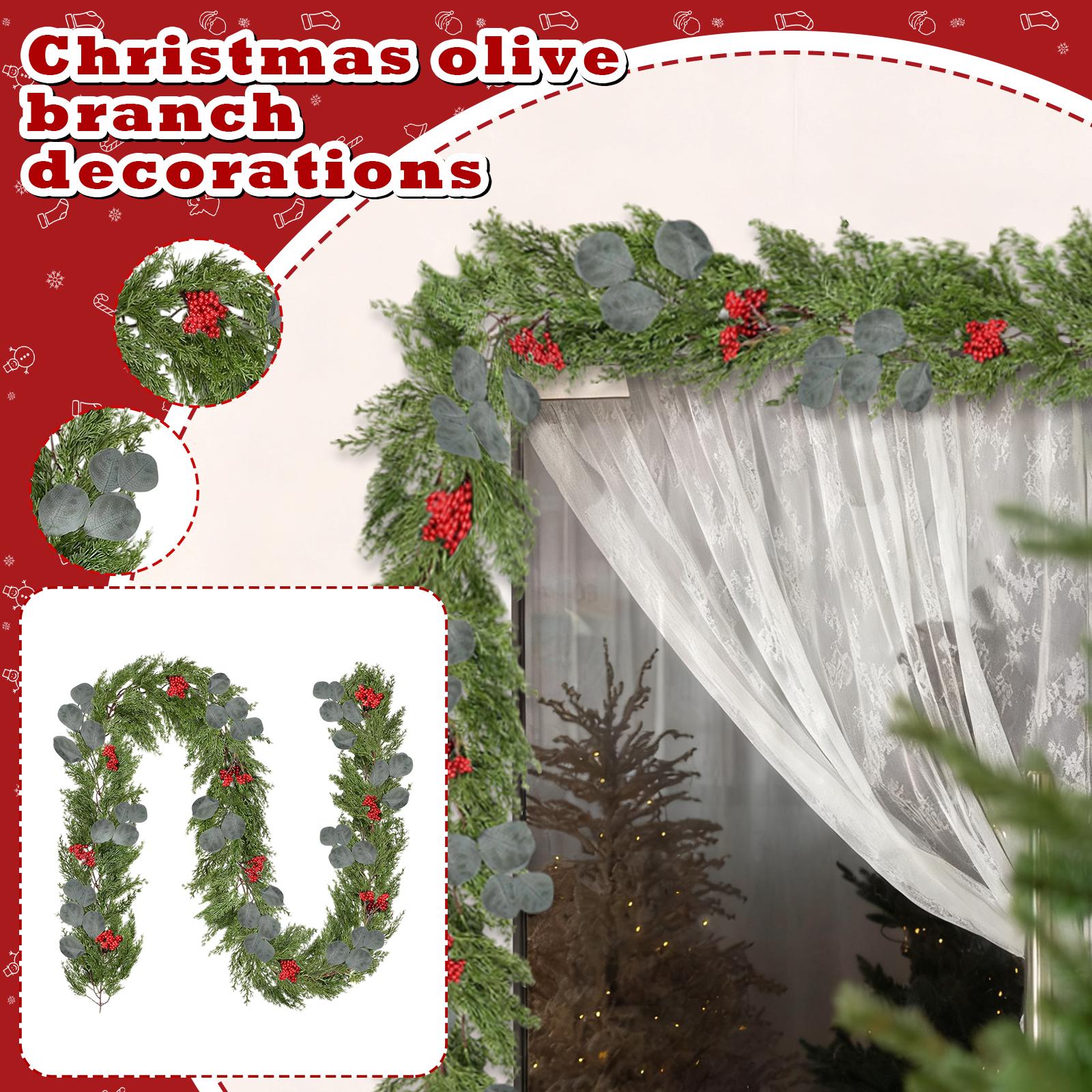 

2MChristmas Simulation Needle Cane Decoration Fireplace Christmas Decorations Wreath Christmas Tree Hanging One Size