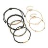 6PCS Boho Beads Handmade Black Glass Stone Bracelets for Women Lady Jewelry Party Vacation Jewelry Accessories