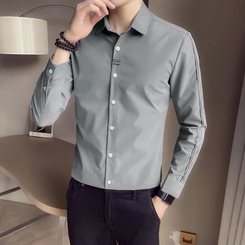 Autumn New Men's Long-sleeved Shirts Handsome Versatile Casual Iron-free Long-sleeved Shirts Men