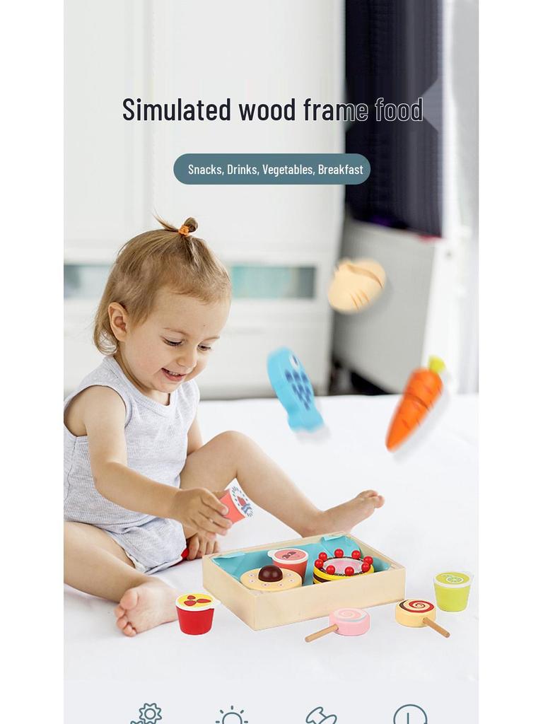 Wooden Pretend Play Kitchen Set: Children's Fruit and Vegetable Cutting Toy