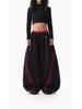 Women's Hip Hop Color Block Striped Sweatpants - Double Waistband, Baggy Fit for Spring/Autumn
