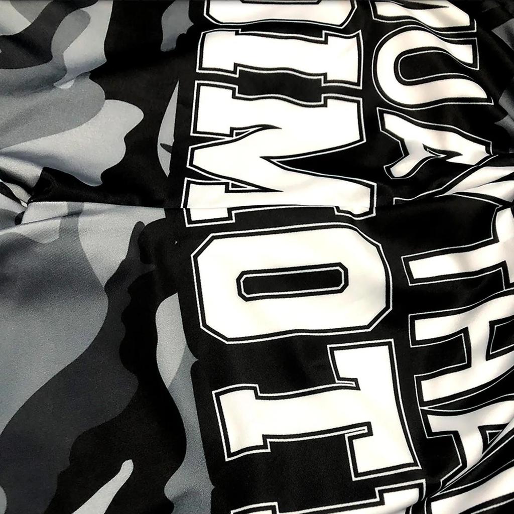 Black Camouflage Muay Thai Kickboxing Boxing MMA UFC Casual Shorts Gym Sport Unisex Men Women Workout Quick Dry Print Elastic High Waist Training