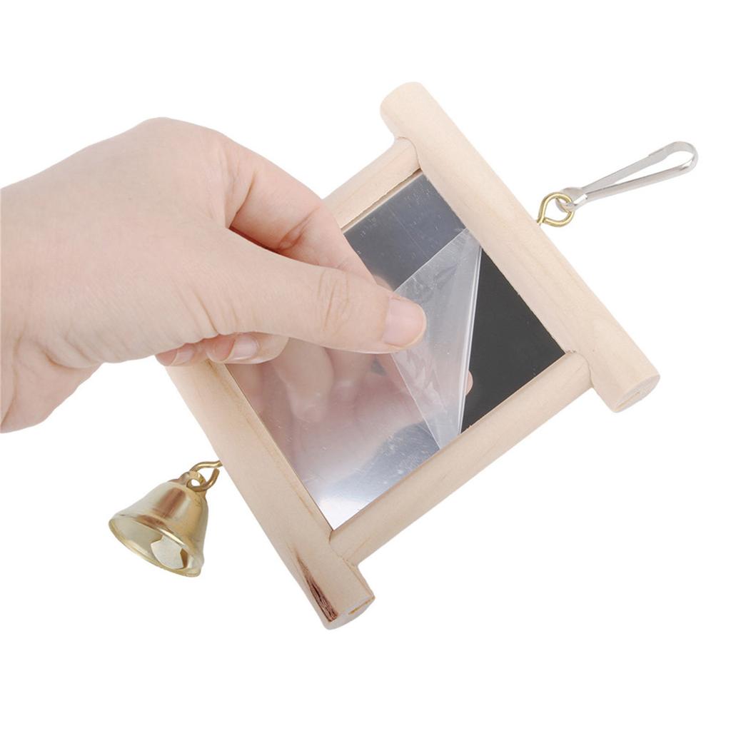 Creative Parrot Bird Mirror Toy with Small Bells Articles Parrot Interactive Pet Bird Toy for Parrot Bird Swing Toy