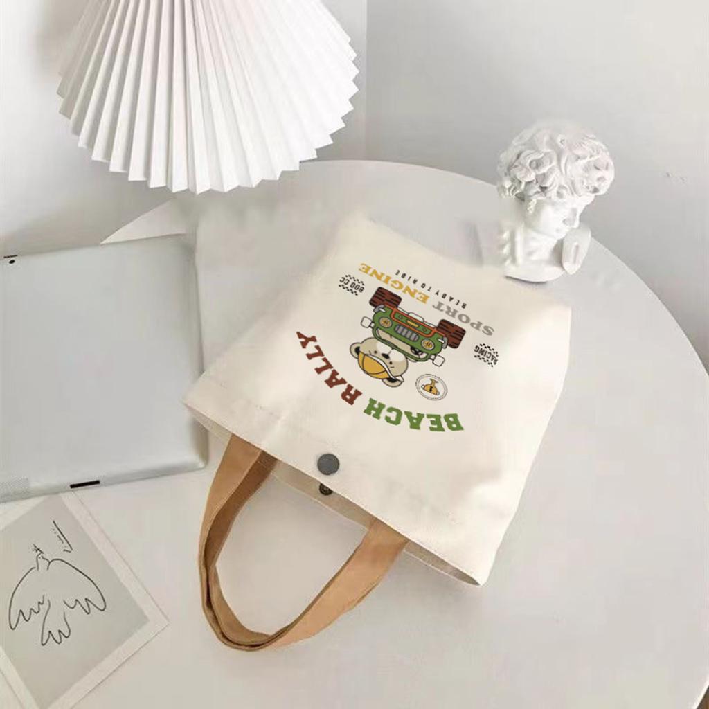 Canvas Tote Bag for School Cartoon Pattern Lunch Box Student Handbag Durable Lunch Carrier Pouch Women Men 27*22cm