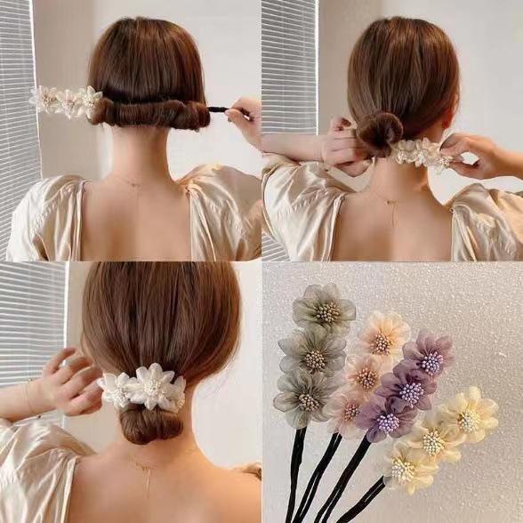 2024 Women's Pearl Flower Bun Twister: Korean Hair Accessory
