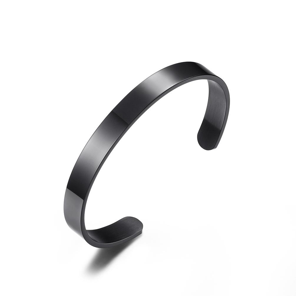 Unisex Simple Smooth Surface 4MM 6MM 8MM Titanium Steel Open Bracelet Laser Engraving Bracelet
