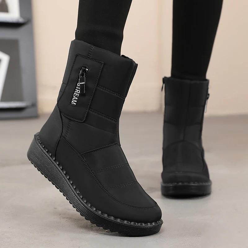 Non-Slip Waterproof Snow Boots for Women 2024 Winter Warm Cotton-Padded Shoes Woman Platform Thicked Plush Ankle Boots