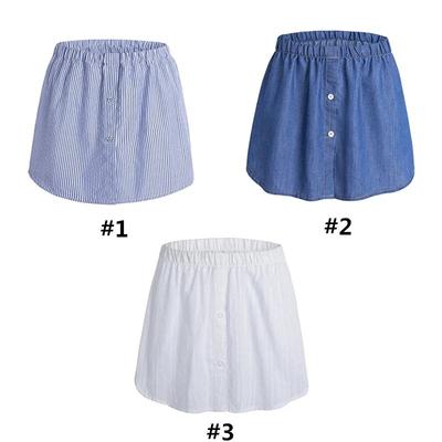 Ženy Vrstvení falešný top Knoflíky spodní sukně Modrá pruhovaná halenka A-Line Umělý lem Prodlužovače sukně s vysokým pasem pro svetr