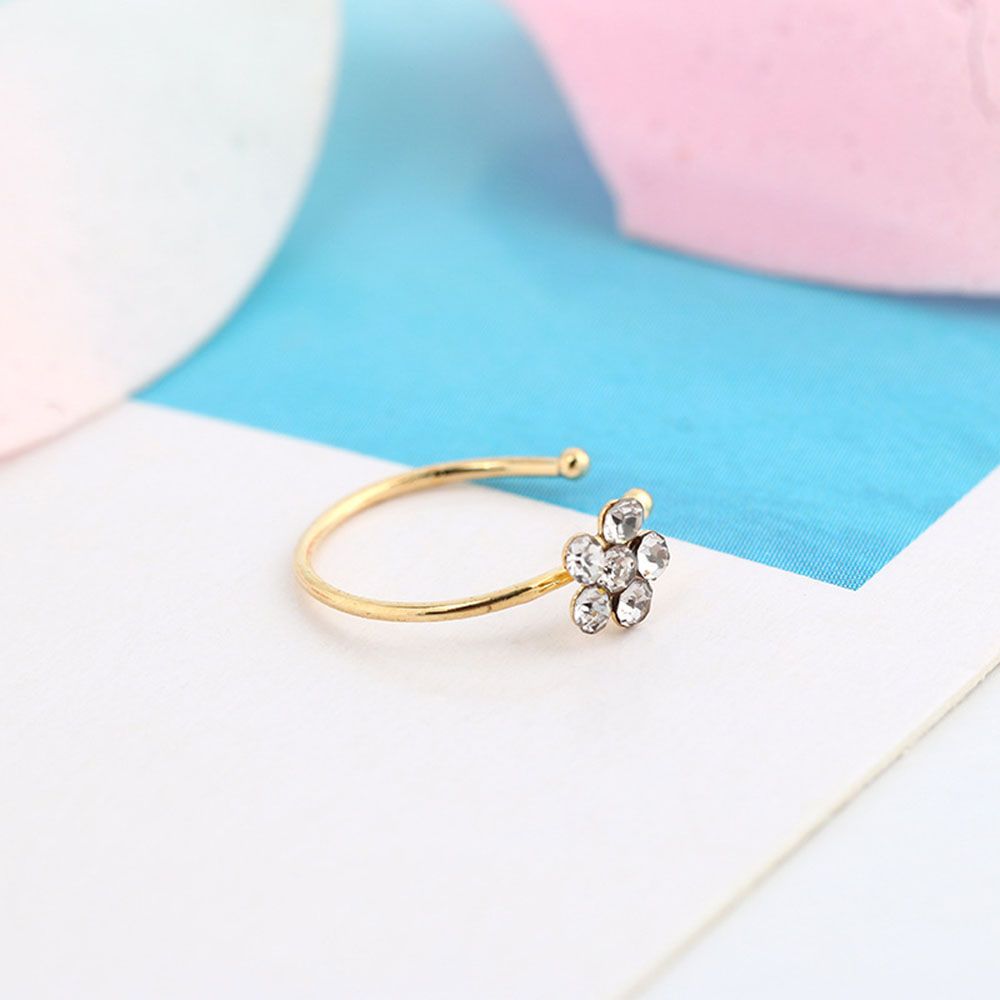 Party Dress Stainless Steel for Girl Crystal Ear Clip Nostril Hoop Body Jewelry Fake Nose Ring