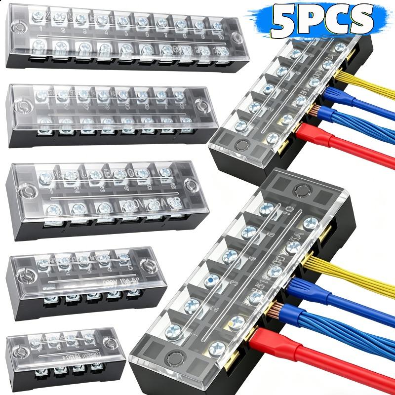 5/1PCS Dual Row Strip Barrier Screw Terminal Block Flame-retardant Terminal Block Base 4/5/6/8/10Positions Fixed Wire Connector