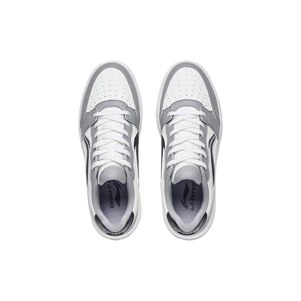 Li Ning Sycee Slip Resistant Cushioning Abrasion Resistant Low top Skateboard Shoes Men's White Gray AGCT339-3
