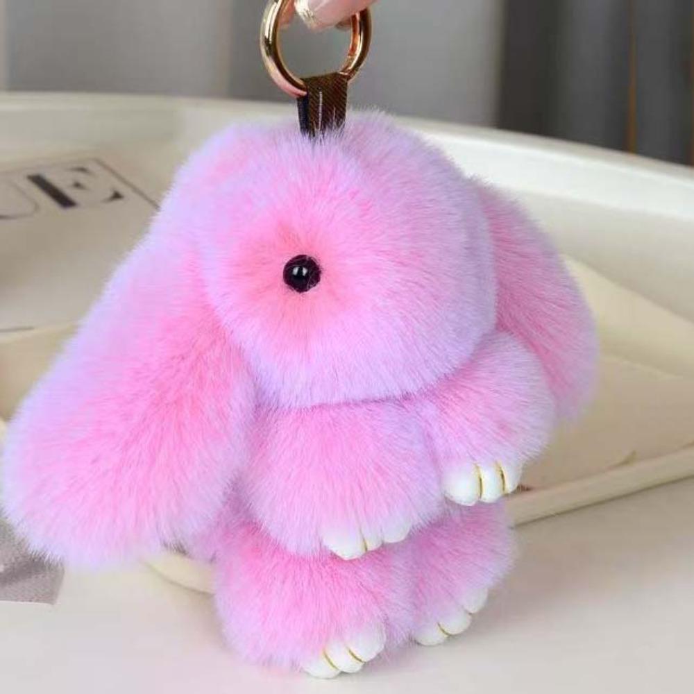 Lovely Play Dead Rabbit Doll Fluffy Plush Rabbit Pendant Rabbit Fur Keychain  Children's Toys