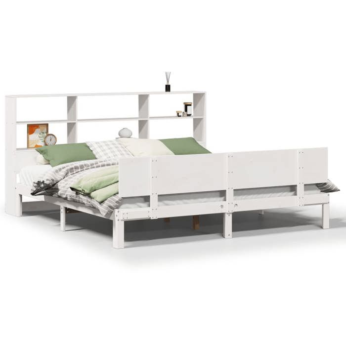 VidaXL Lit bibliothèque sans matelas blanc 180x200 cm bois pin massif 3322673