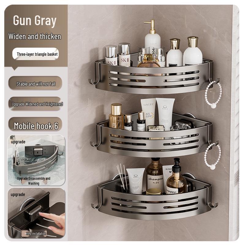 No-Drill Wall-Mounted Shower Corner Storage Rack