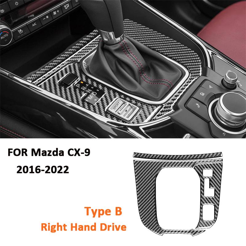 For Mazda CX-9 2016- Carbon Fiber Car Center Console Gear Shifter Panel Trim Frame Decoration Sticker Interior Accessories