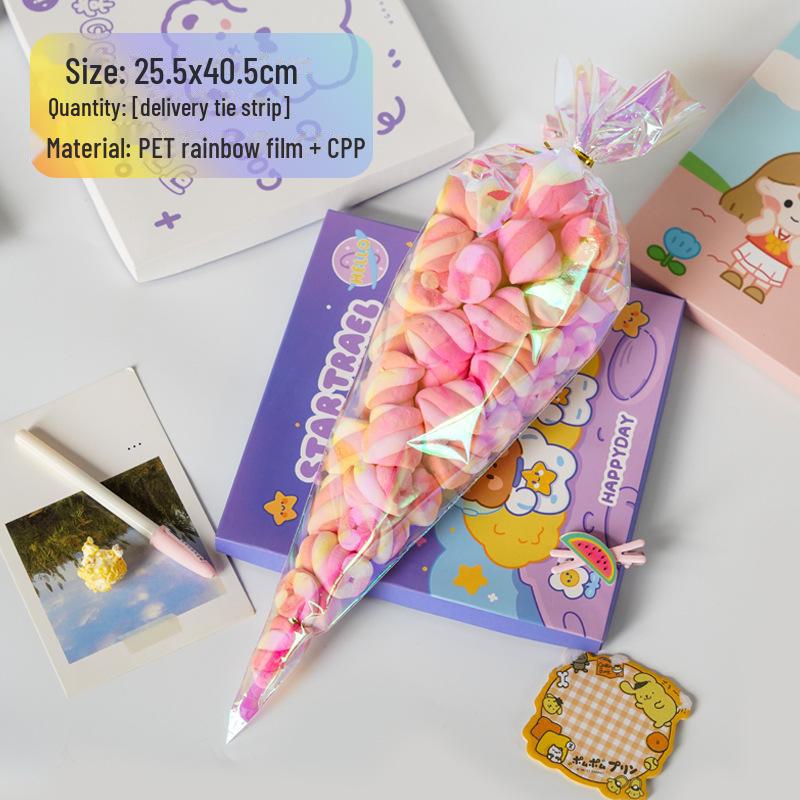 

Прозрачный вертикальный пакет для радужного попкорна и закусок из печенья