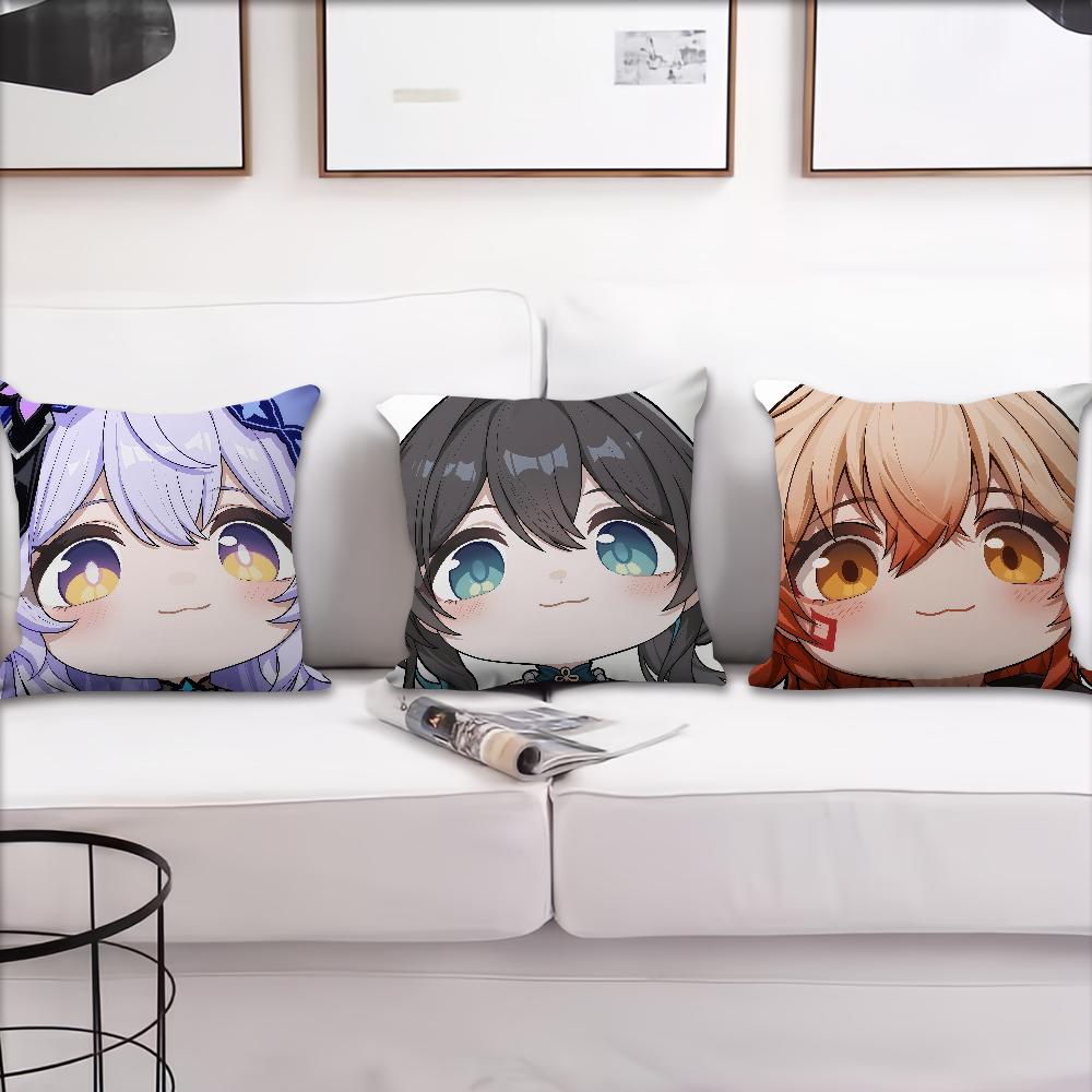 Honkai Star Rail face Cute Q-version w cushion cover Pillow Cover Decoration Room Home Sofa living Office Car Nordic Simplicity