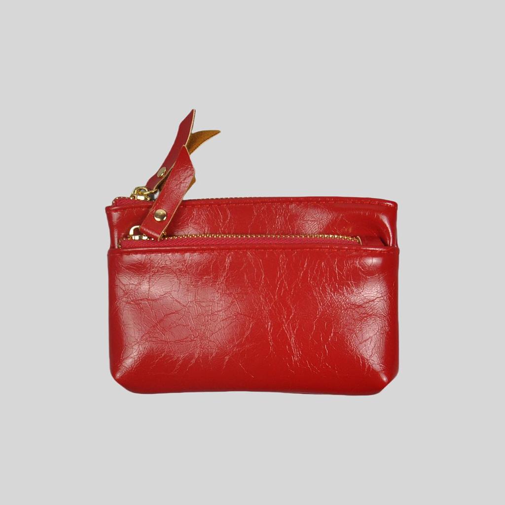 Women's Small Faux Leather Wallet - Crackle Pattern, Card & Key Holder Coin Purse