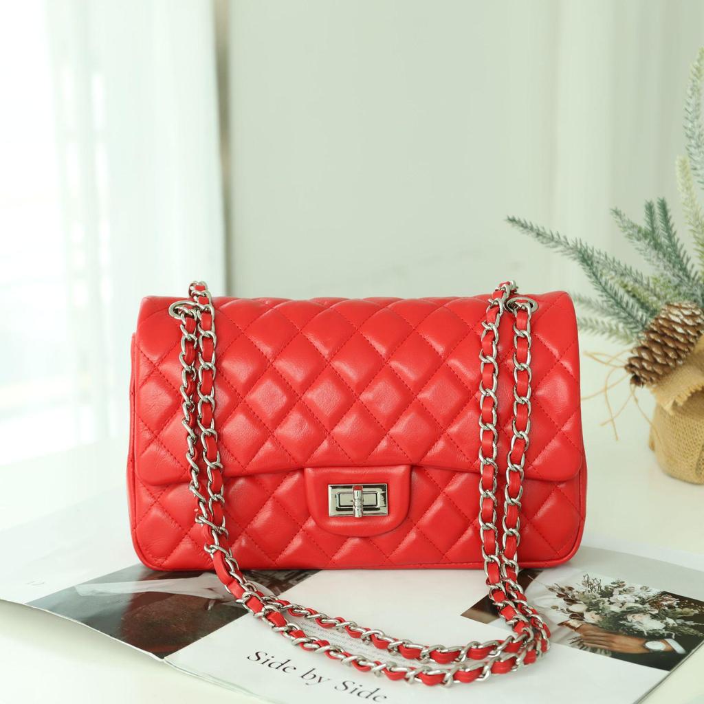 Sheepskin Rhombus Chain Shoulder Bag - 2025 Autumn/Winter Commuter, All-Match, Small Square High-End Ladies' Messenger Bag