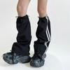 Modische Kordelzug Cargo Beinwärmer für Damen Harajuku Seitlich Doppelgestreift Baggy Beinabdeckungen Fußlose Socken Streetwear