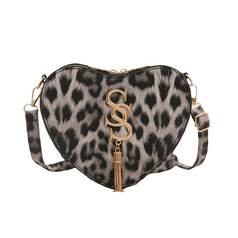 New Women's Bag 2025 Textured Love Bag Internet Celebrity Street Shooting Bag Wedding Dinner Bag Love Leopard Print Bag