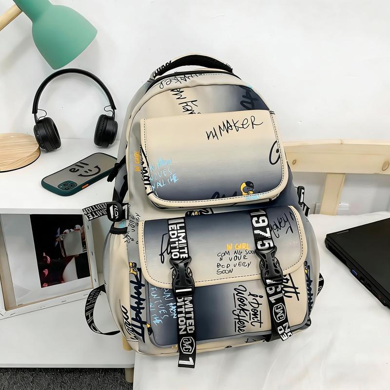 Large Capacity Student Schoolbag Unisex Printed Backpack