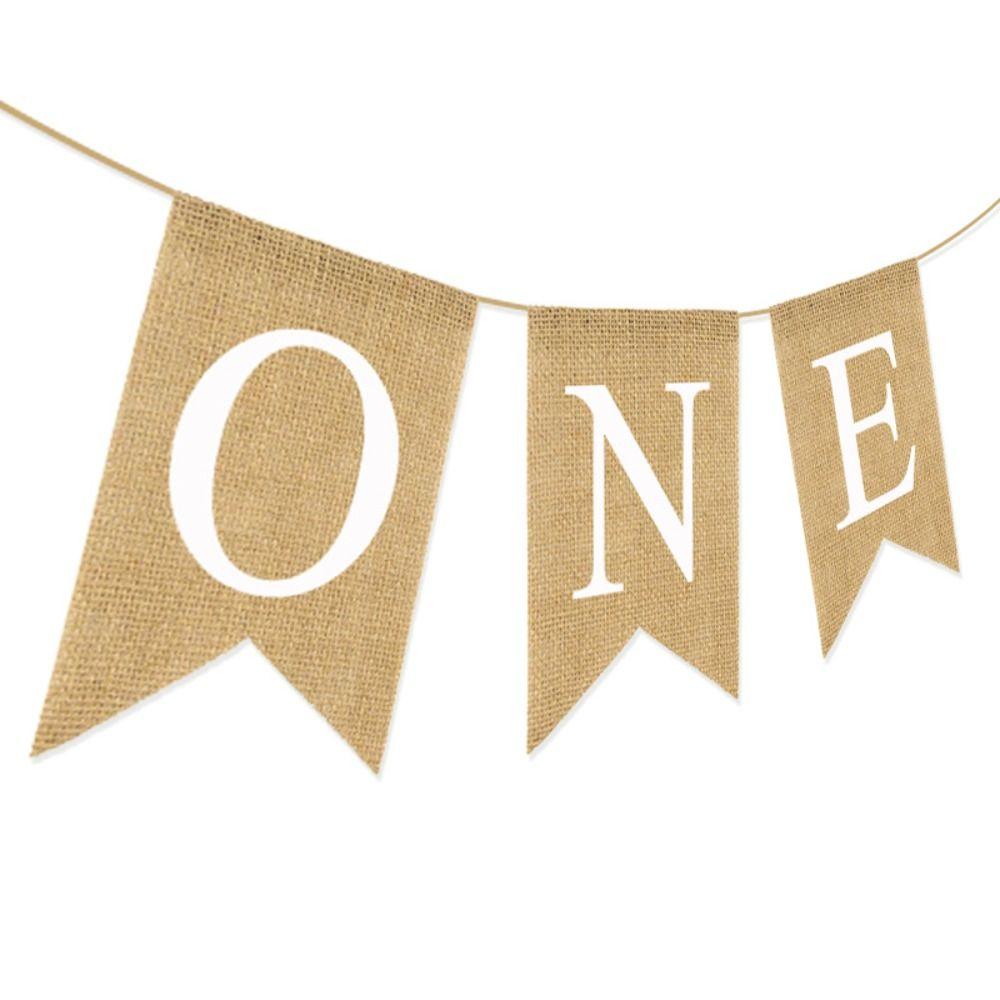 Festive Chair Flag Banner Paper Baby First Party Decoration Burlap ONE Garland  Baby First Birthday